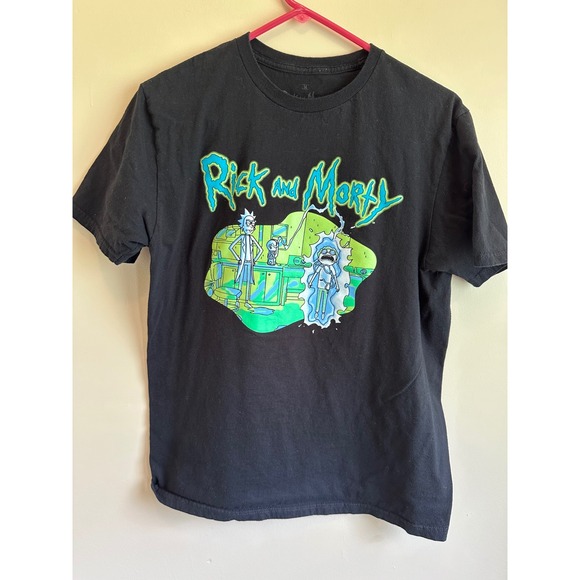 Rick and Morty Other - Rick and Morty Adult Swim Graphic T-Shirt Black Cotton Mens Medium